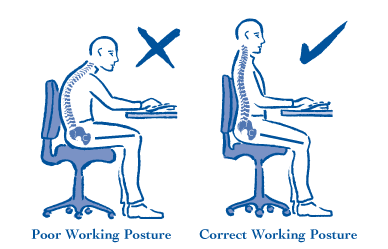 correct sitting posture to reduce back pain